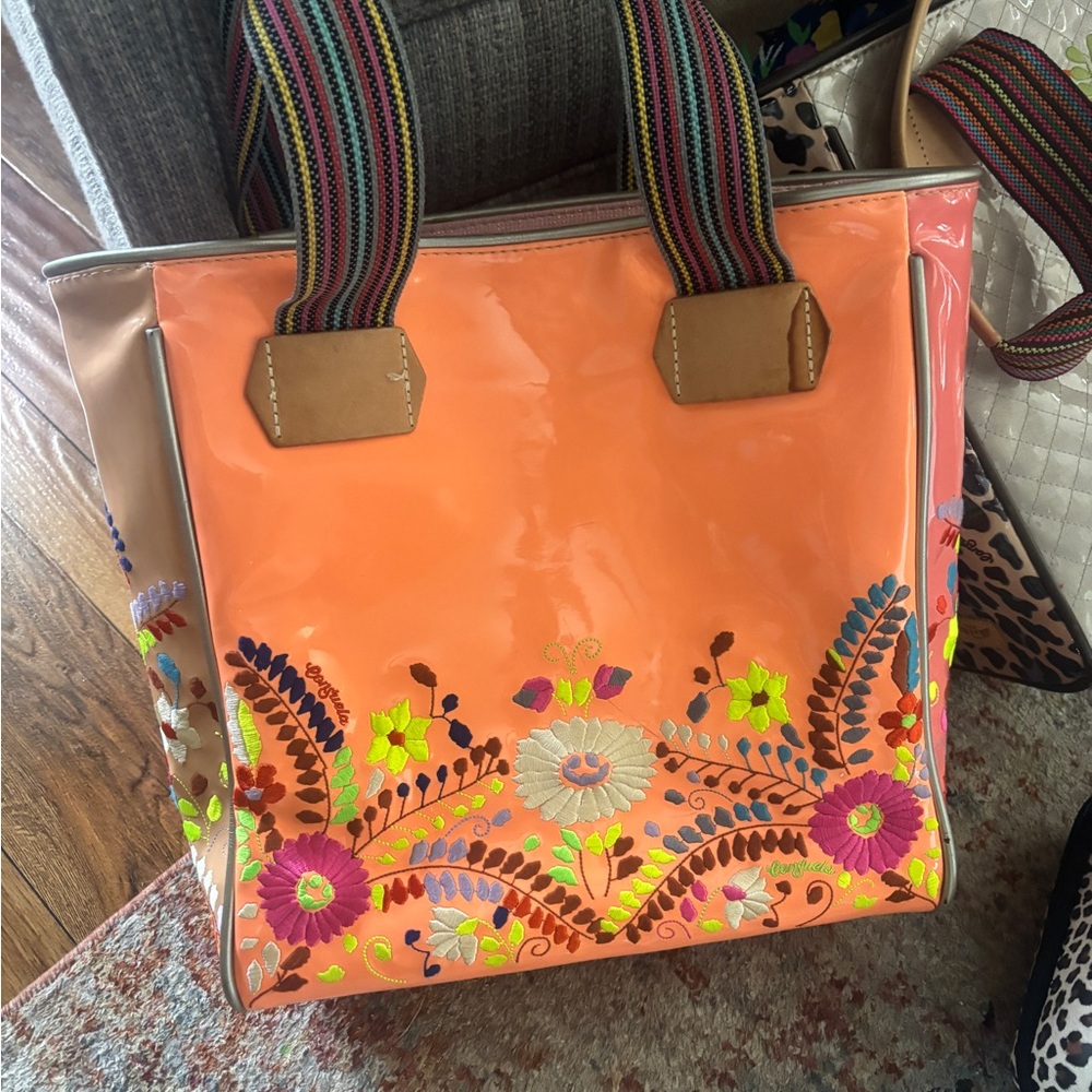 Vintage Consuela Orange Floral Embroidered Shoulder Bag - Picture 6 of 7